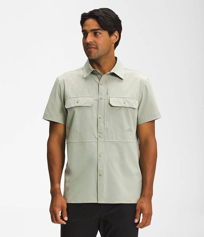 The North Face Mens Shirt Sniktau Short Sleeve Sun 638FPROBC - Green